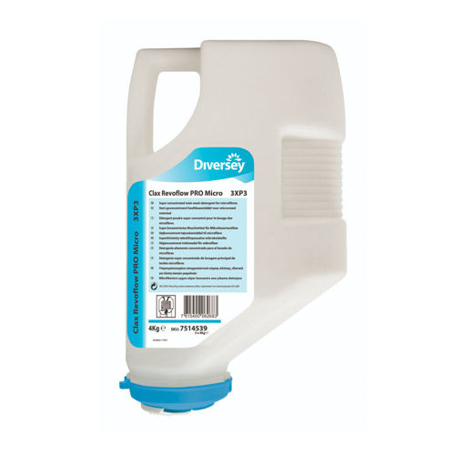 Diversey Clax Revoflow Pro Micro 3x4 kg hoofdwasmiddel voor microvezel en gekleurd textiel