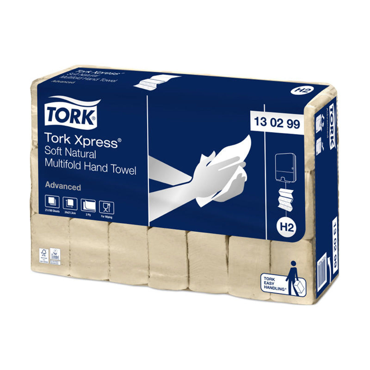 Tork Xpress H2 multifold handdoek naturel 2-laags artikel 130299