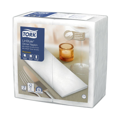 Afbeelding van Tork Dinnerservet 1/8-vouw 39x39cm 12x50 st. wit