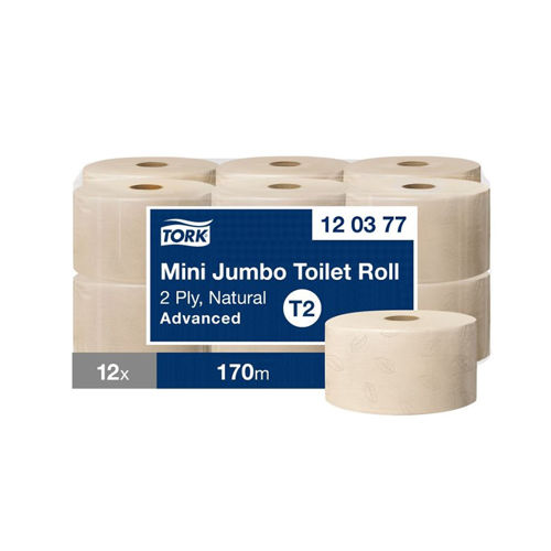 Tork T2 Toiletpapier Mini Jumbo 2lgs Naturel 12x850 vel