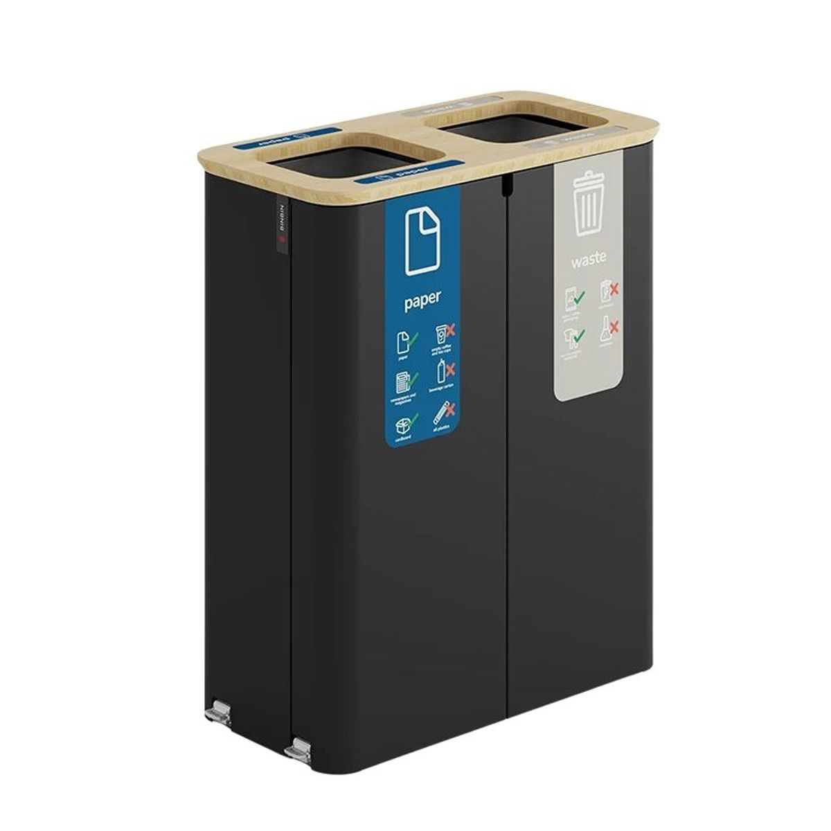 Afbeelding van Globular Afvalscheidingsbak 2x40 ltr Zwart/ Bamboe